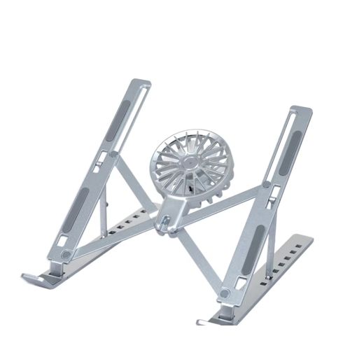 Portable Foldable Aluminium Alloy Desktop Laptop 7-levels Stand Tablet Stand Cooling Fan -(Silver)