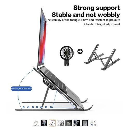 Aluminum Alloy Foldable Laptop Cooler Fan Stand Low Noise Laptop Stand Computer Stand- Black