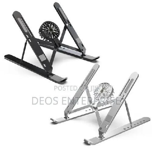 Aluminum Alloy Foldable Laptop Cooler Fan Stand Low Noise Laptop Stand Computer Stand- Black