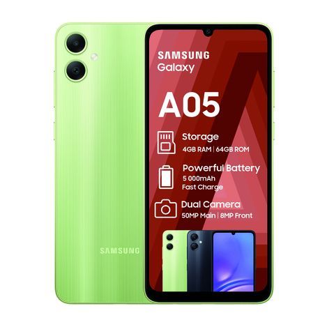 Samsung Galaxy A05, 6.71", 4GB RAM +64GB Storage (Dual SIM), 5000mAh-Smartphones