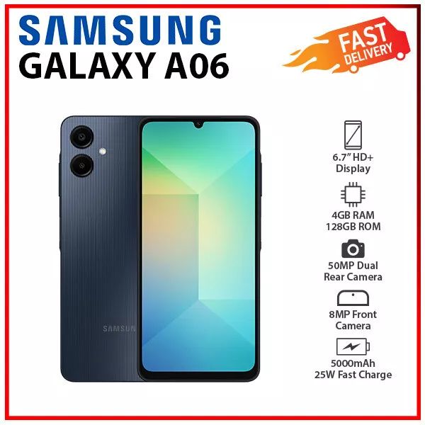 Samsung Galaxy A06, 6.71", 4GB RAM +128GB Storage (Dual SIM), 5000mAh-Smartphones