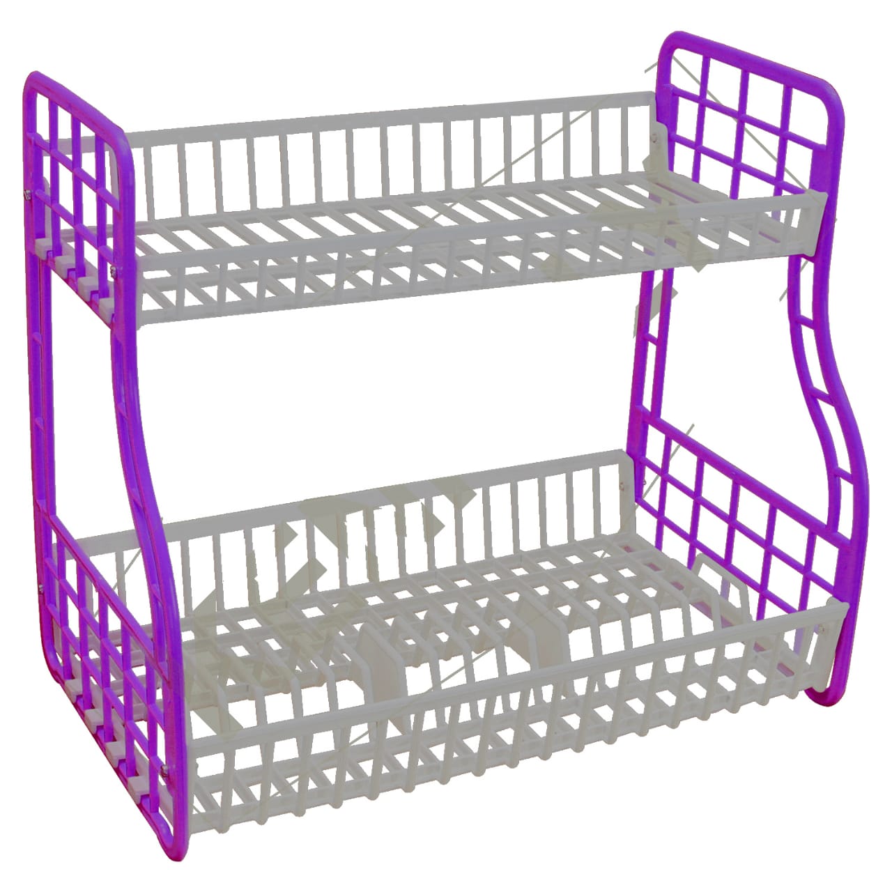 Strong Kenpoly double decker dishrack Two tier heavy plastic Dish Rack Utensil Organizer 2 Layers Kitchen Households