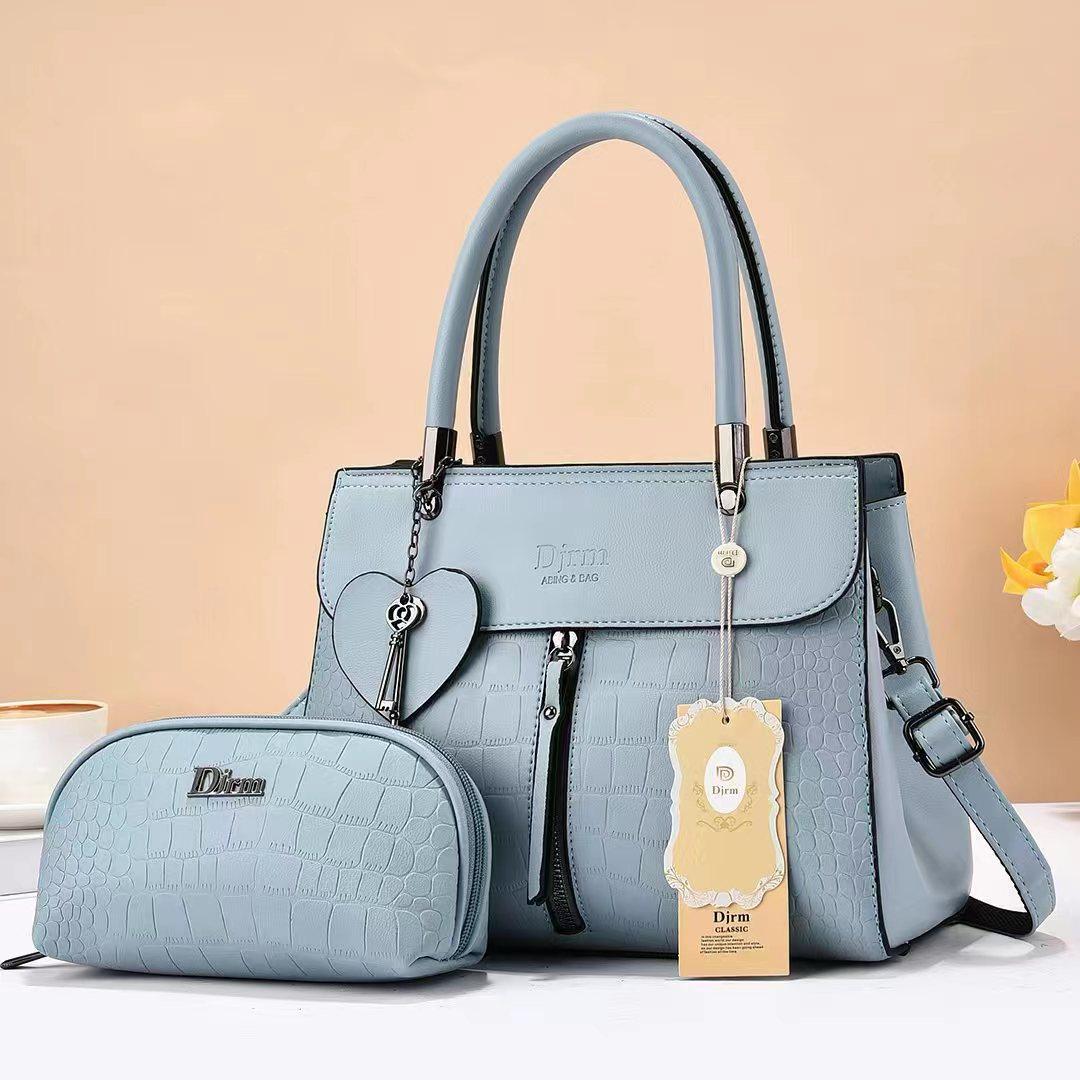 2in1 Classic Trendy Ladies Handbag Women Shoulder Bag Strap Adjustable Fashion Bag Zipper Closure Girls Crossbody Bag with Purse or Wallet Bag