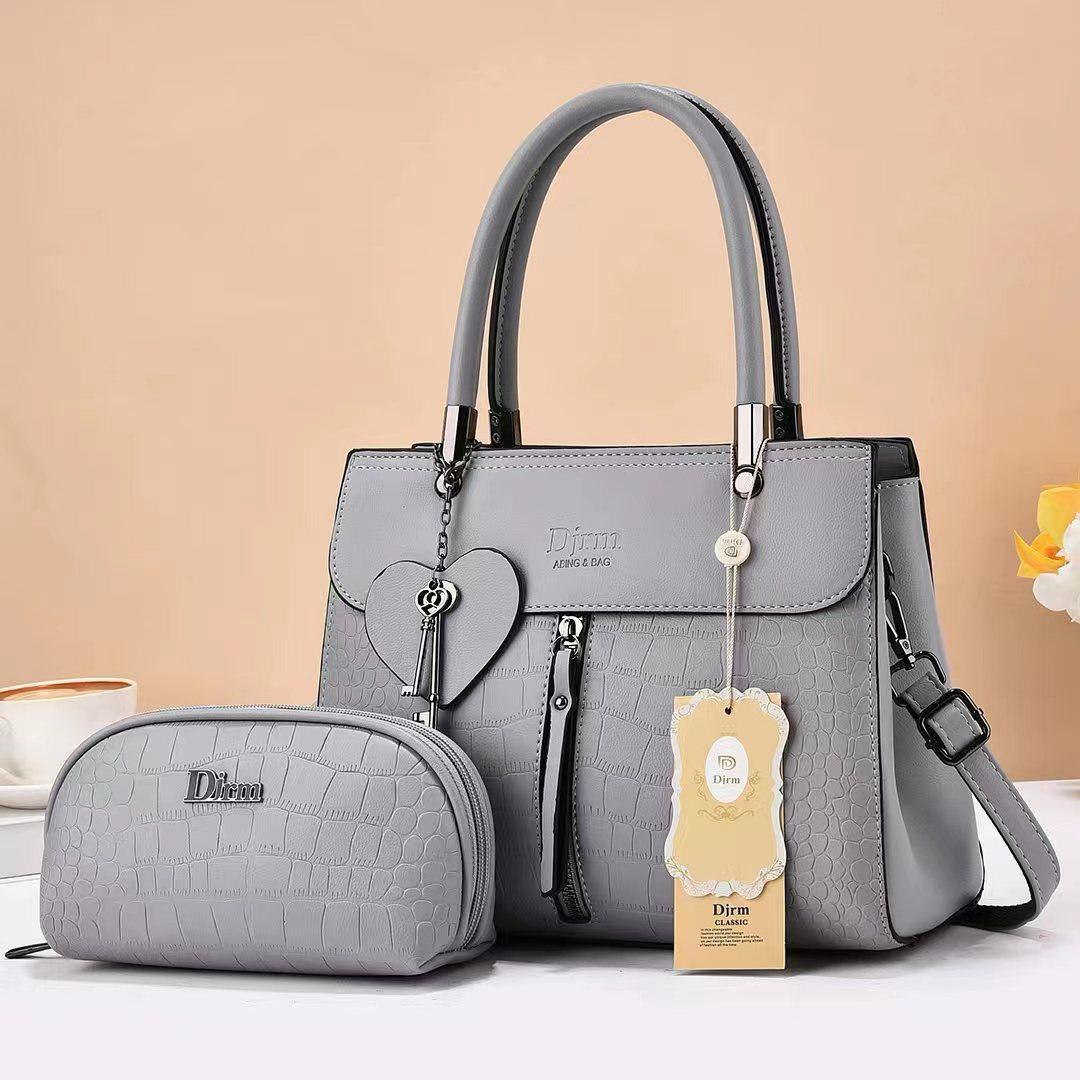 2in1 Classic Trendy Ladies Handbag Women Shoulder Bag Strap Adjustable Fashion Bag Zipper Closure Girls Crossbody Bag with Purse or Wallet Bag