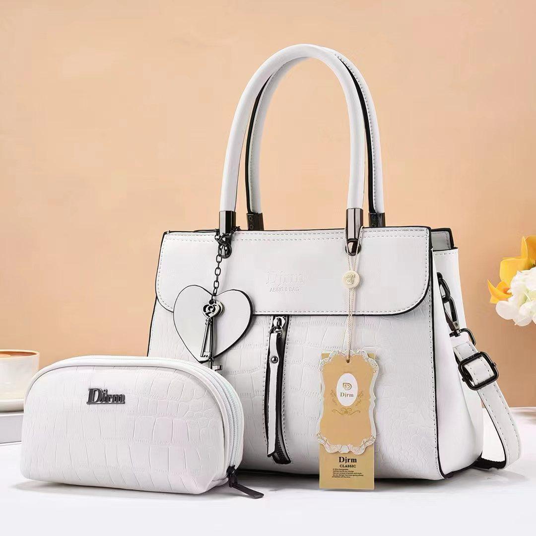 2in1 Classic Trendy Ladies Handbag Women Shoulder Bag Strap Adjustable Fashion Bag Zipper Closure Girls Crossbody Bag with Purse or Wallet Bag