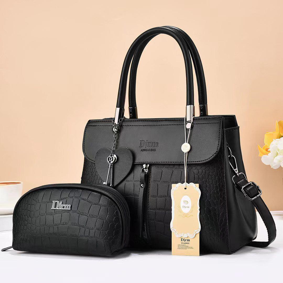 2in1 Classic Trendy Ladies Handbag Women Shoulder Bag Strap Adjustable Fashion Bag Zipper Closure Girls Crossbody Bag with Purse or Wallet Bag