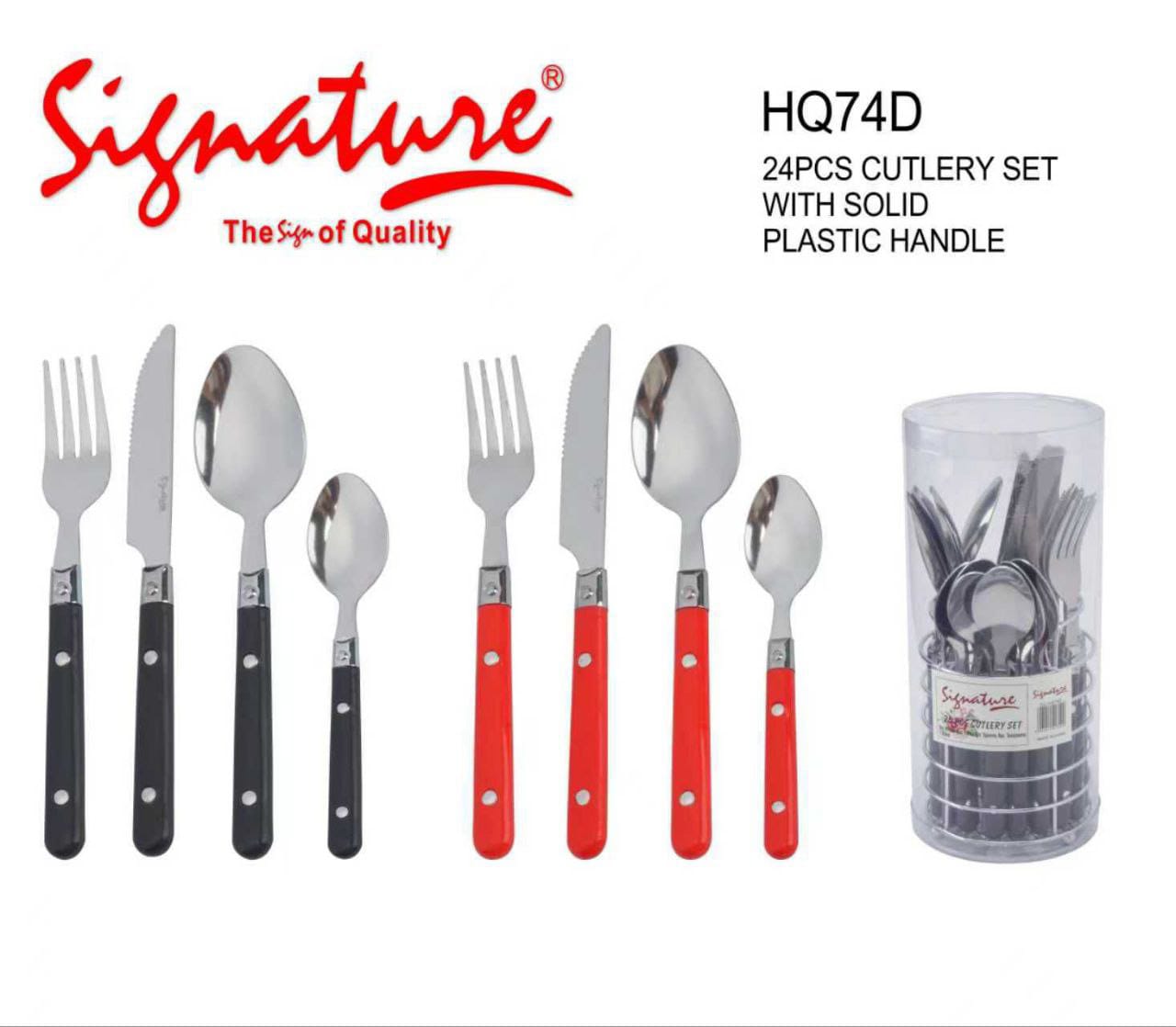 24pcs Signature Cutlery Set 24pcs Luxurious colorful Fork Spoon Knife Cutlery Set With Solid Plastic Handle For dining table spoon set