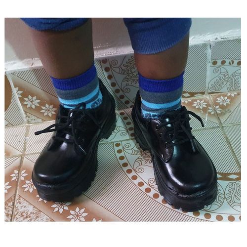 Back To School Durable Leather Shoes - Black, - Unisex Leather School Shoes- Boys and girls Leather Shoes Solid Black Kid Shoes