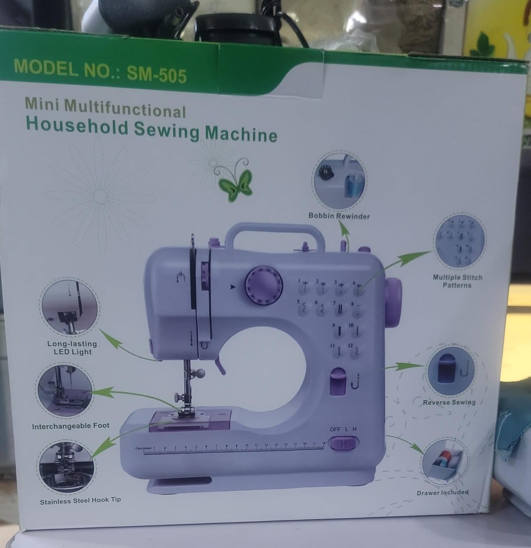 SEWING MACHINE. Household Portable Electric Sewing Machine, Automatic buttonholes,reverse seam,Easy-slide bobbin eliminates tangles,Thread cutter groove,Flexible steering wheel,Stitch length and width