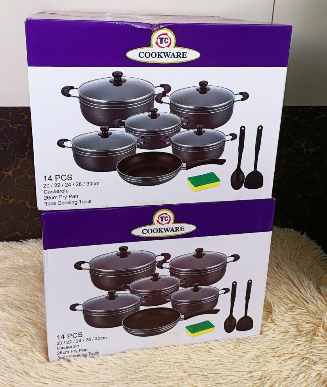 COOKWARE SET. TC 14Pcs Cookware Heavy Non-Stick Cooking Pot Sufuria Set. Light and easy to maintain with a protective layer added to make it less reactive and more scratch resistant.