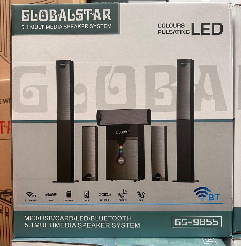 SOUND BAR. Globalstar 5.1ch multimedia system woofer, Durable and stylish wooden and plastic housing, designed for entertainment with ease. The elegant wooden-and-plastic build adds style to you.