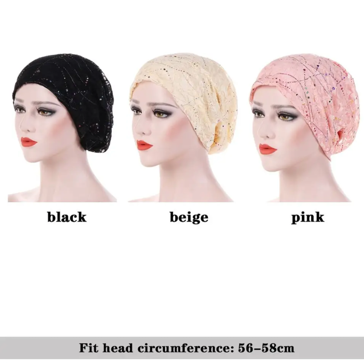 CJ House Women Lady Chemo Cap Thin Lace Hijab Caps Soft Bonnet Arab Wrap Head Turban Hats