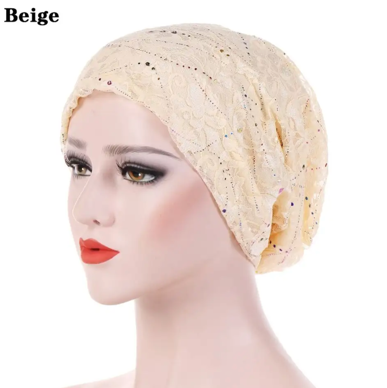 CJ House Women Lady Chemo Cap Thin Lace Hijab Caps Soft Bonnet Arab Wrap Head Turban Hats