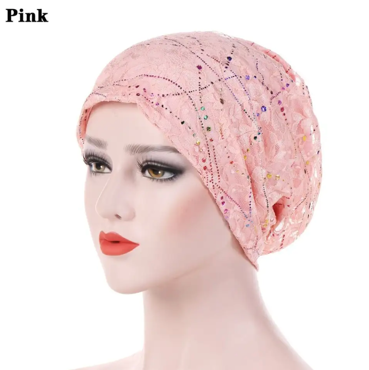 CJ House Women Lady Chemo Cap Thin Lace Hijab Caps Soft Bonnet Arab Wrap Head Turban Hats