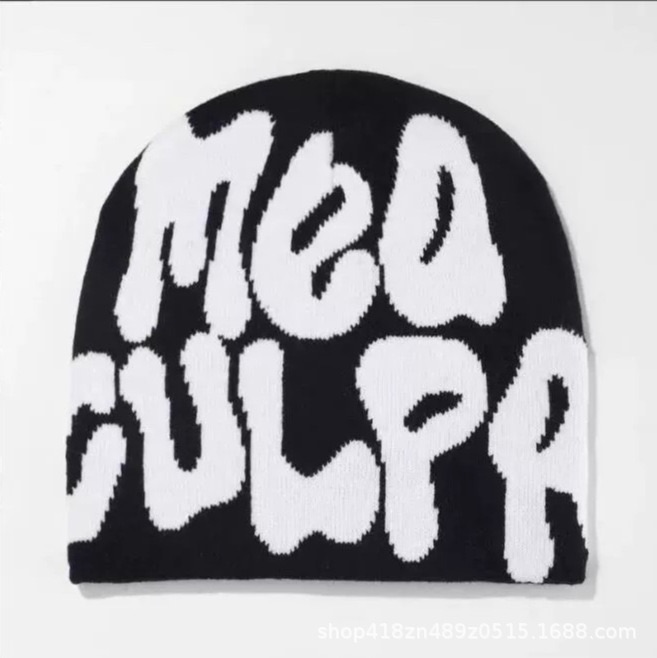 CJ House New Knitting Beanies Hat Men Women Paragraph Quality Cap Mea Culpa Y2k Warm Fashion Hundred Take Cold Cap for Women Hats