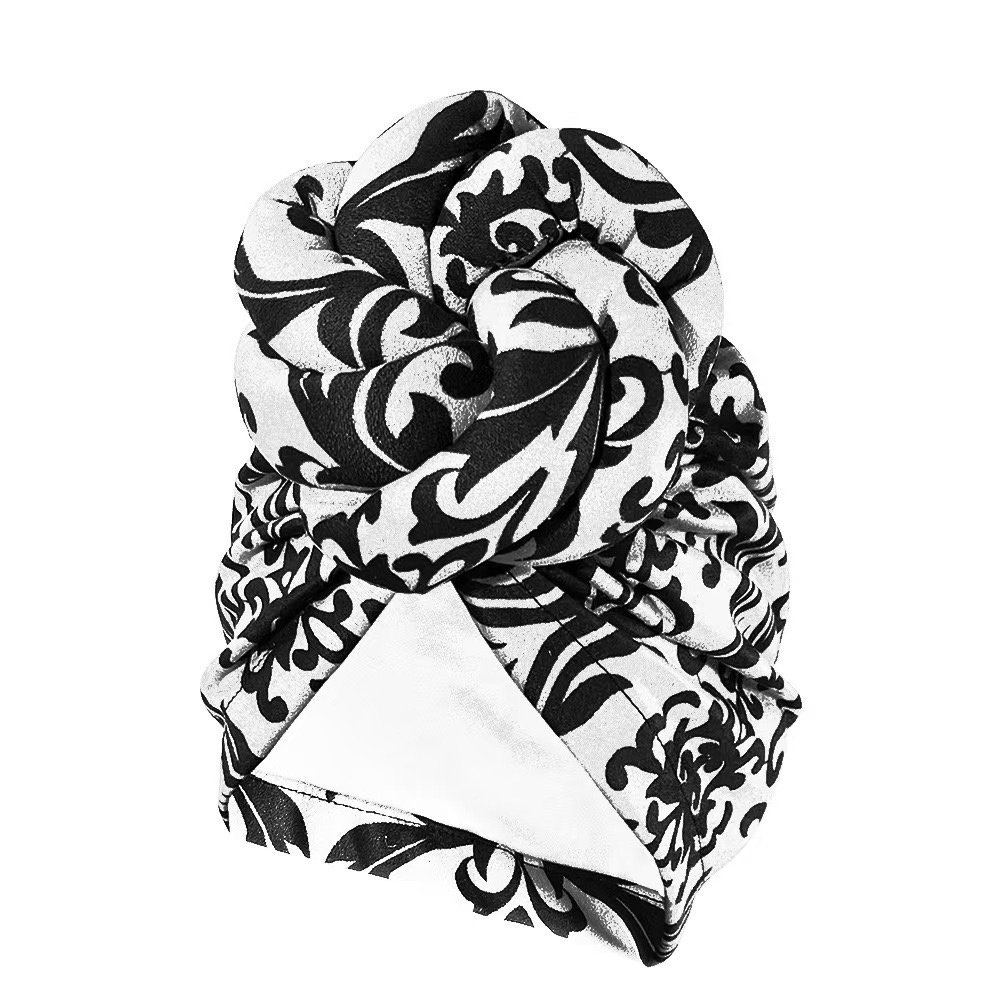 2025 New Pre-Made Knotted Head Wrap Fashion Head Cap For Women Luxury Party Headdress Women 3D Flower Cross Turban Hat