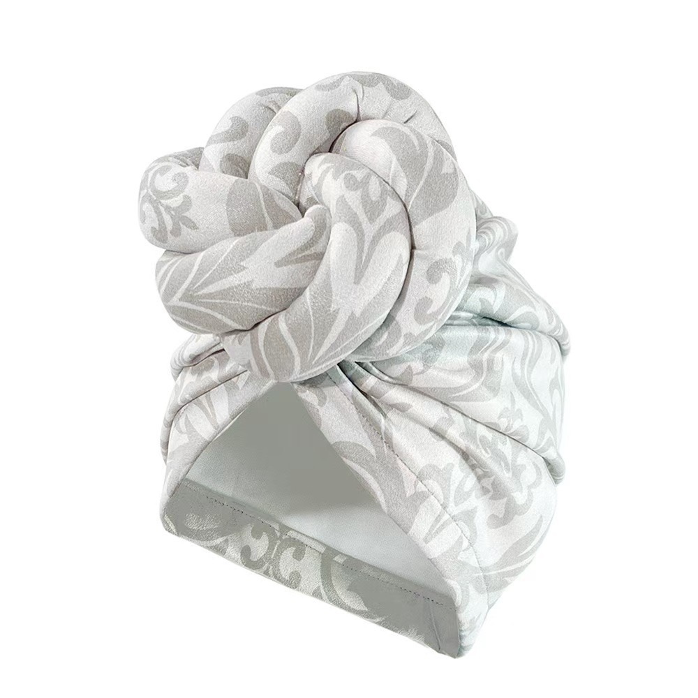 2025 New Pre-Made Knotted Head Wrap Fashion Head Cap For Women Luxury Party Headdress Women 3D Flower Cross Turban Hat