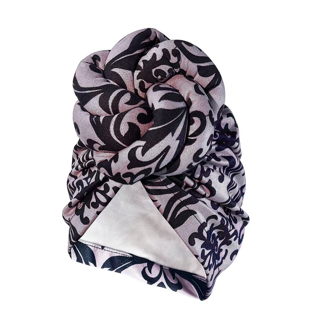 2025 New Pre-Made Knotted Head Wrap Fashion Head Cap For Women Luxury Party Headdress Women 3D Flower Cross Turban Hat