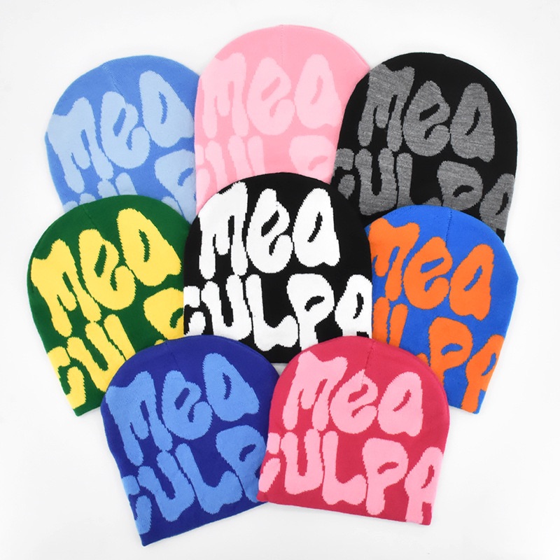 CJ House New Knitting Beanies Hat Men Women Paragraph Quality Cap Mea Culpa Y2k Warm Fashion Hundred Take Cold Cap for Women Hats