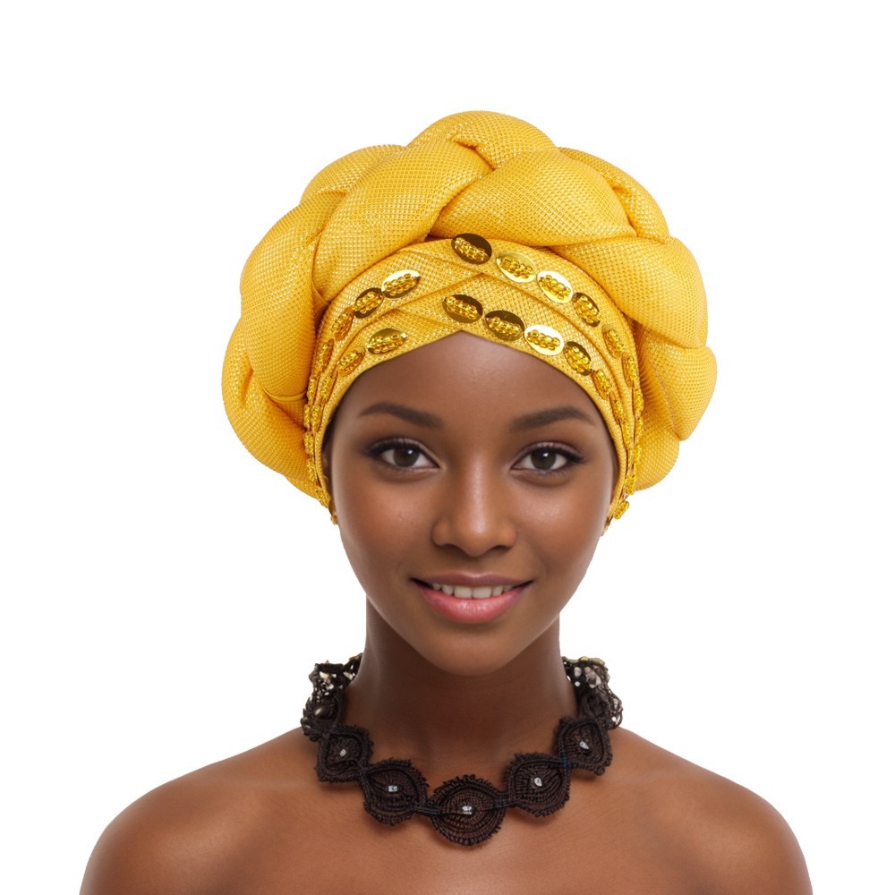 CJ House 2024 New African Women Pleated Beanie Headwrap Hat Hair Accessories Arab Wrapped Muslim Hijab Turban Cap Female