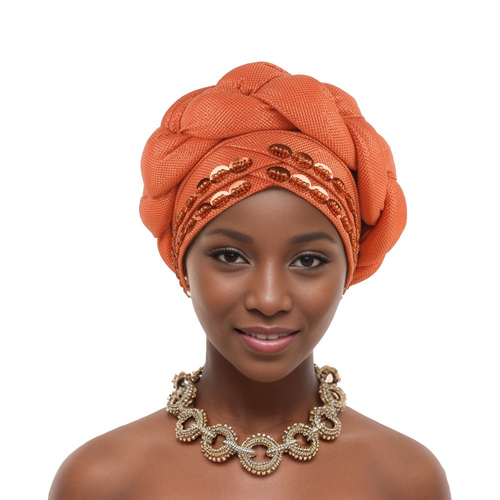 CJ House 2024 New African Women Pleated Beanie Headwrap Hat Hair Accessories Arab Wrapped Muslim Hijab Turban Cap Female