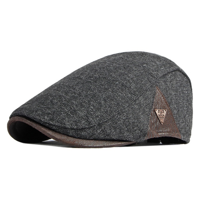 CJ House Winter Thick Warm Newsboy Cap Men Women Vintage Casual Berets Flat Hat Peaked Cap Adjustable