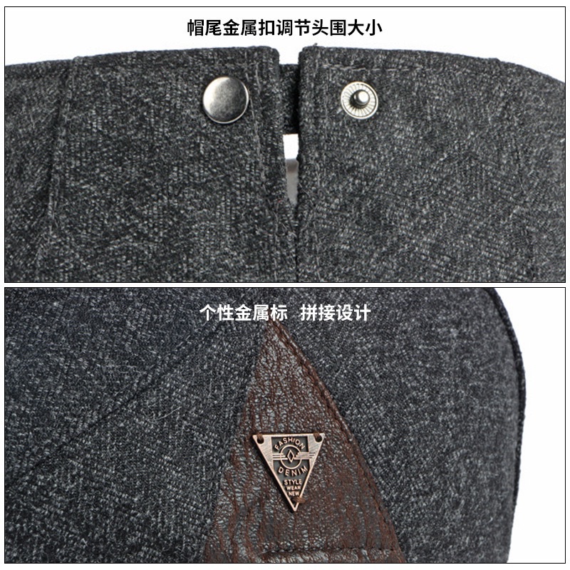 CJ House Winter Thick Warm Newsboy Cap Men Women Vintage Casual Berets Flat Hat Peaked Cap Adjustable