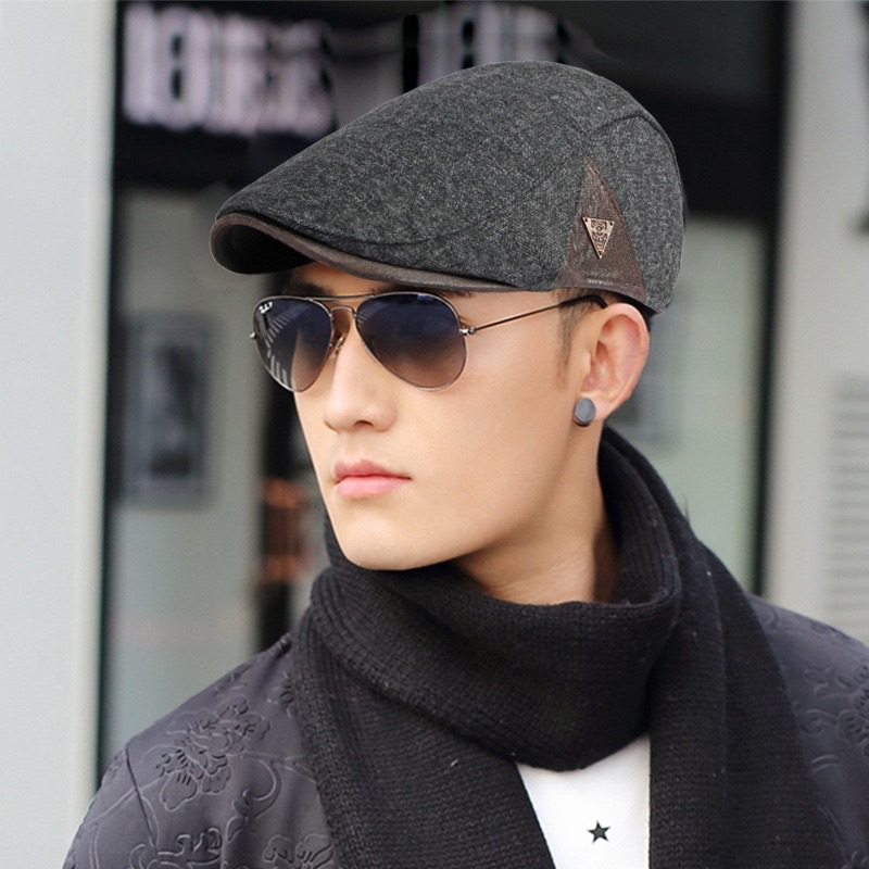CJ House Winter Thick Warm Newsboy Cap Men Women Vintage Casual Berets Flat Hat Peaked Cap Adjustable