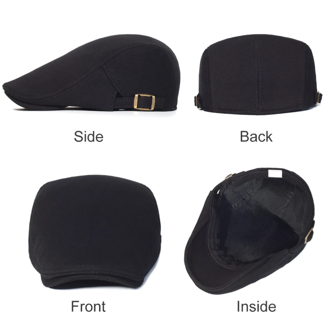 CJ House Cotton Adjustable Newsboy Caps Men Woman Casual Beret Flat Ivy Cap Soft Solid Color Driving Cabbie Hat Unisex Black Gray Hats