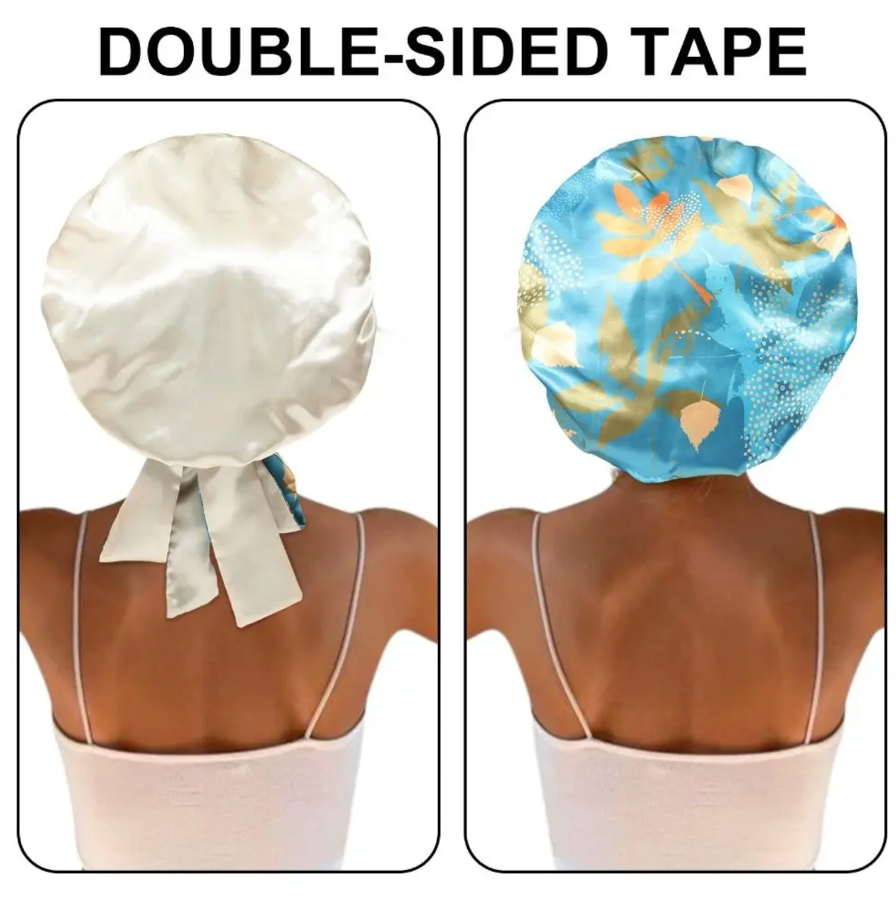 CJ House Double-layer Satin Sleep Cap Soft Stretchy Tie Band Adjustable Silk Hair Wrap Curly Hair Elastic Silky Satin Bonnet Sleeping