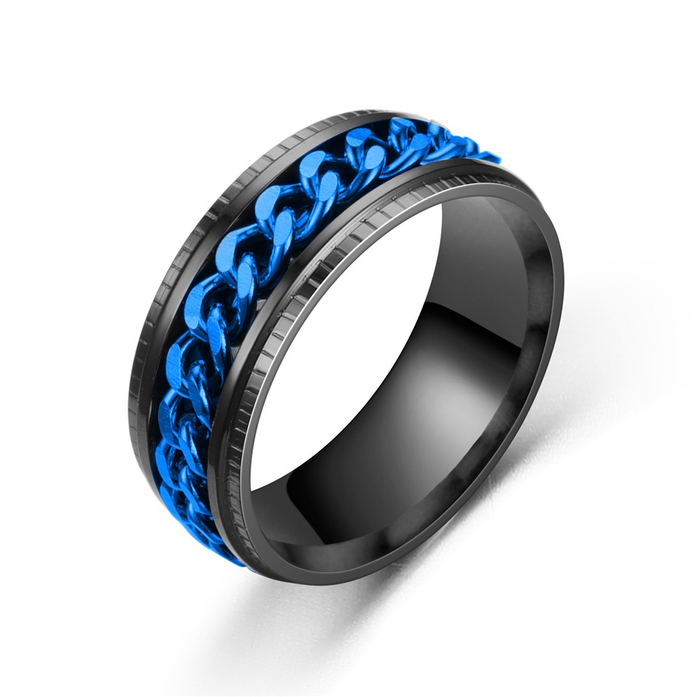 Titanium Stainless Steel Anxiety Ring Rotatable Spinner Rings for Man Women Anti Stress Spinner Chain Punk Fidget Ring Rock Gift