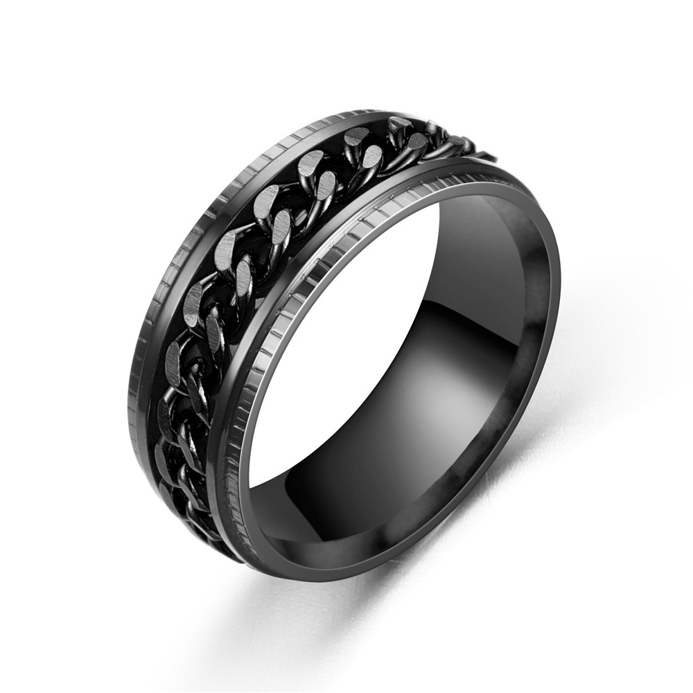 Titanium Stainless Steel Anxiety Ring Rotatable Spinner Rings for Man Women Anti Stress Spinner Chain Punk Fidget Ring Rock Gift