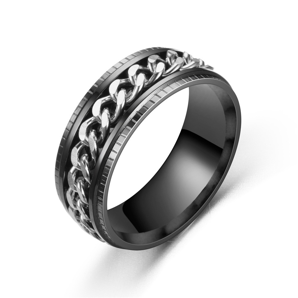 Titanium Stainless Steel Anxiety Ring Rotatable Spinner Rings for Man Women Anti Stress Spinner Chain Punk Fidget Ring Rock Gift