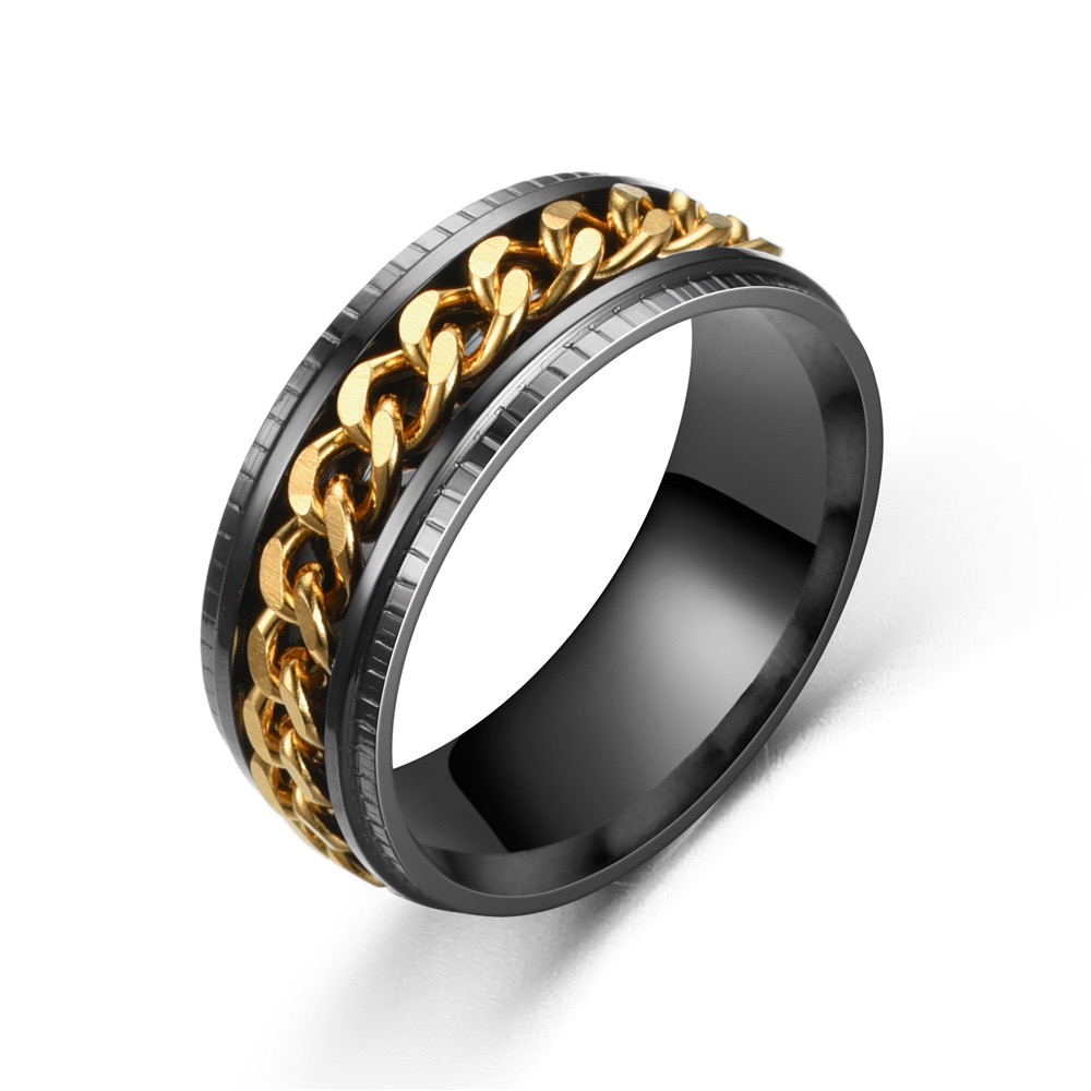 Titanium Stainless Steel Anxiety Ring Rotatable Spinner Rings for Man Women Anti Stress Spinner Chain Punk Fidget Ring Rock Gift