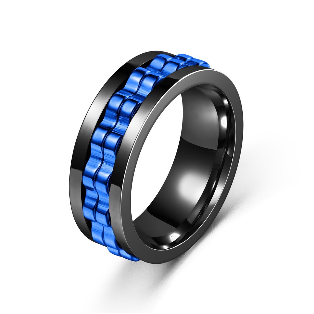 Titanium Stainless Steel Anxiety Ring Rotatable Spinner Rings for Man Women Anti Stress Spinner Chain Punk Fidget Ring Rock Gift