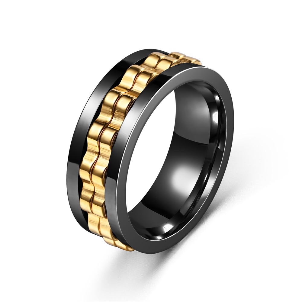 Titanium Stainless Steel Anxiety Ring Rotatable Spinner Rings for Man Women Anti Stress Spinner Chain Punk Fidget Ring Rock Gift