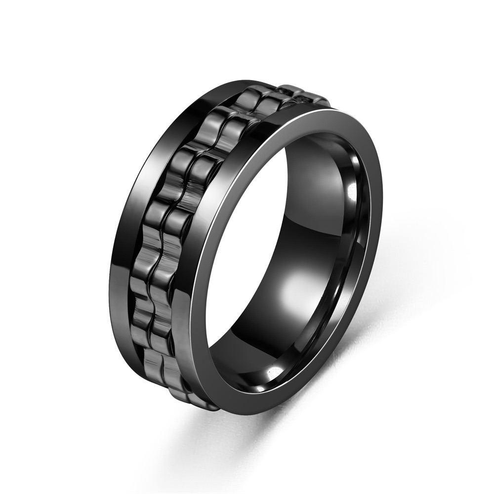 Titanium Stainless Steel Anxiety Ring Rotatable Spinner Rings for Man Women Anti Stress Spinner Chain Punk Fidget Ring Rock Gift