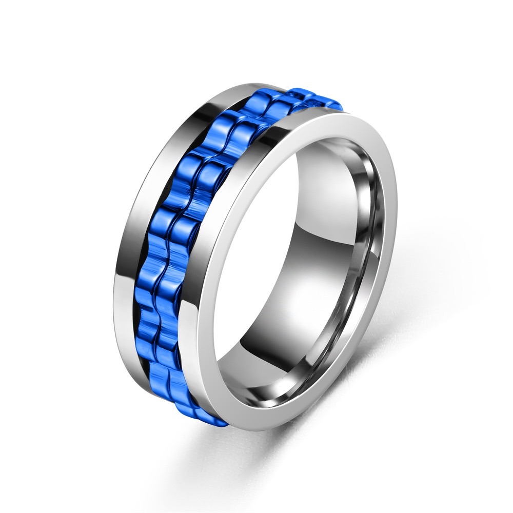 Titanium Stainless Steel Anxiety Ring Rotatable Spinner Rings for Man Women Anti Stress Spinner Chain Punk Fidget Ring Rock Gift