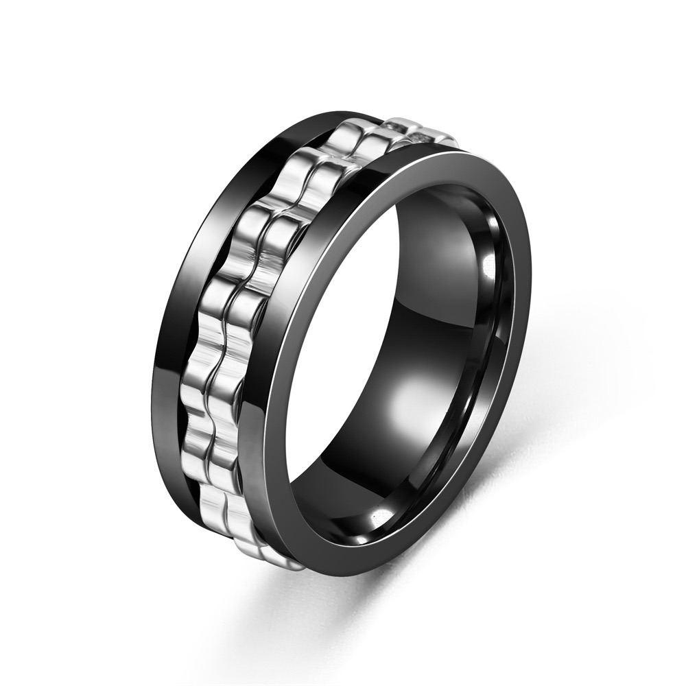 Titanium Stainless Steel Anxiety Ring Rotatable Spinner Rings for Man Women Anti Stress Spinner Chain Punk Fidget Ring Rock Gift