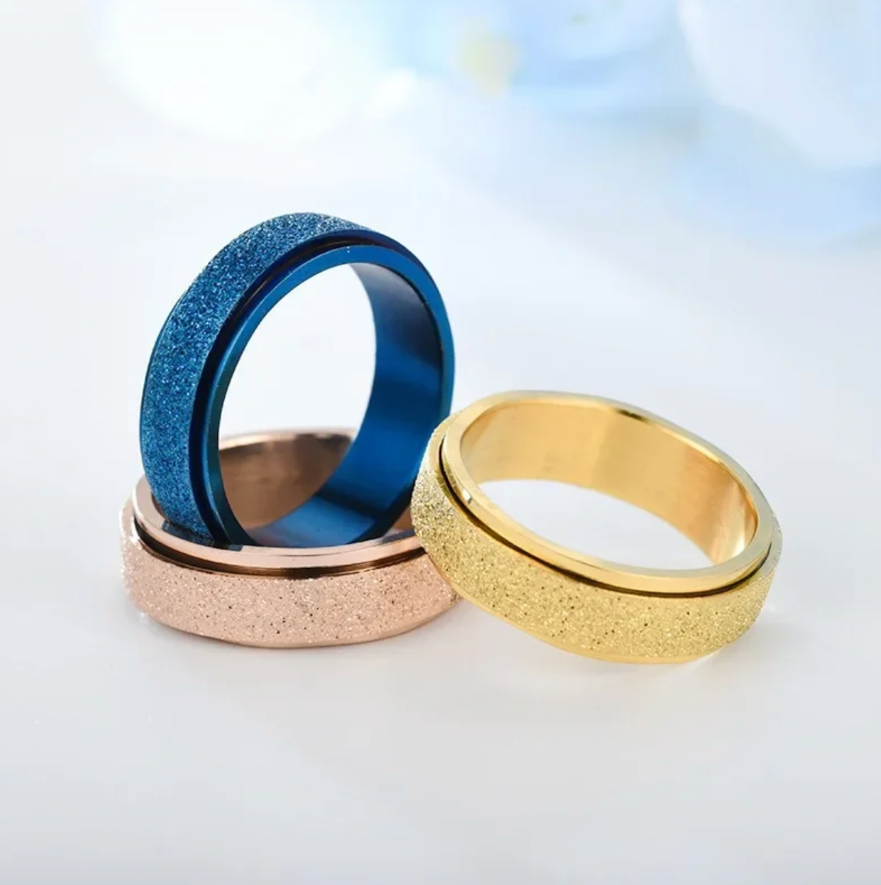 6mm Anxiety Fidget Spinner Rings for Men Smooth Stainless Steel Spinning Rotating Ring for Women Anti Stress Jewelry Gift
