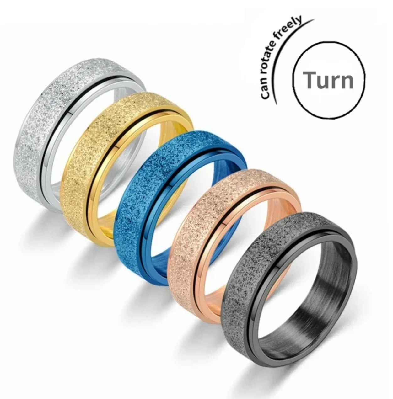 6mm Anxiety Fidget Spinner Rings for Men Smooth Stainless Steel Spinning Rotating Ring for Women Anti Stress Jewelry Gift