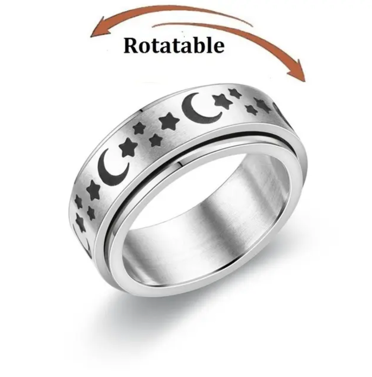 Spinning Anxiety Ring for Women Men Star Moon Fidgets Rings 2025 Stainless Steel Anti Stress Ring Rotate Gift bagues pour femme