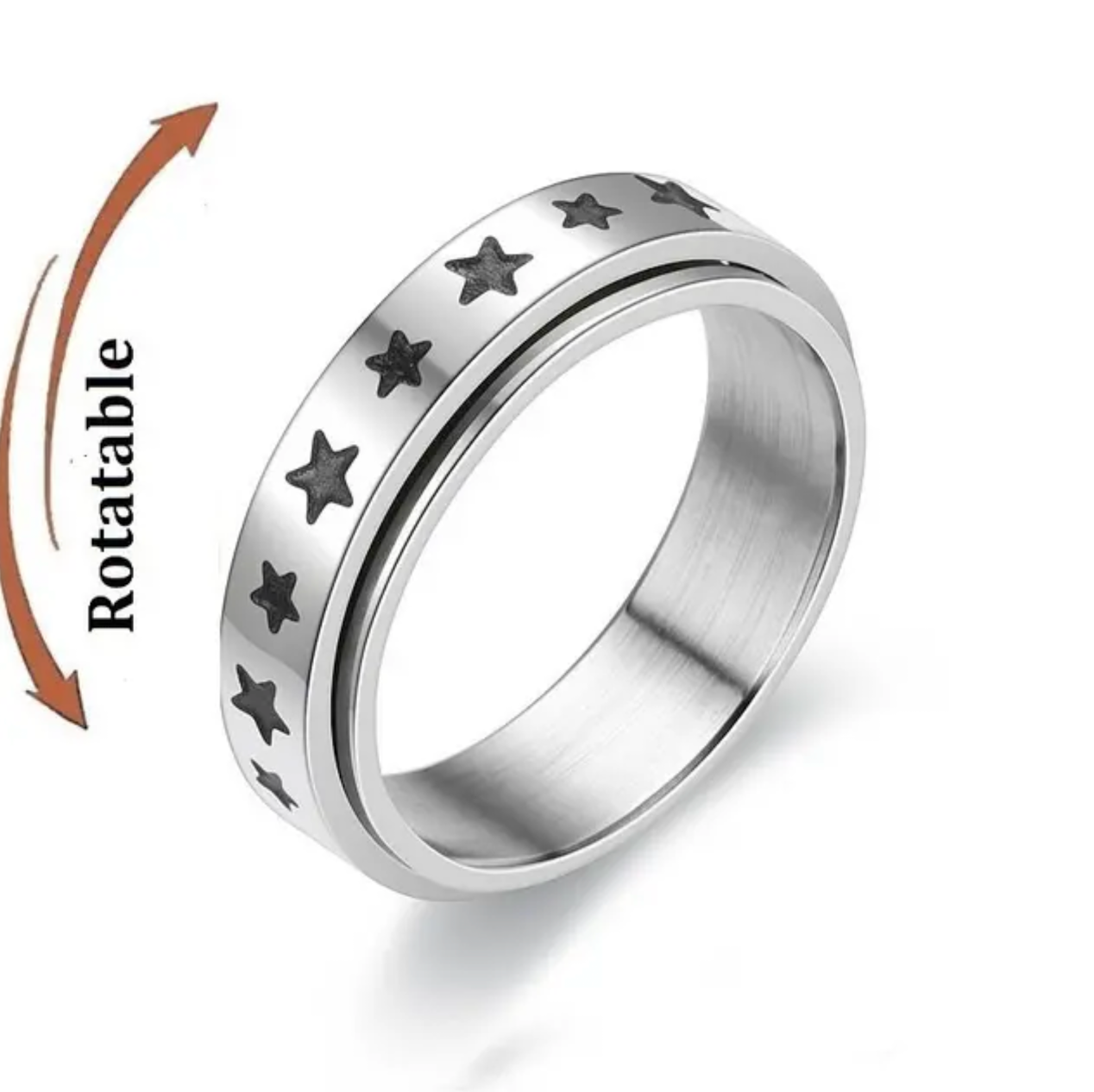Spinning Anxiety Ring for Women Men Star Moon Fidgets Rings 2025 Stainless Steel Anti Stress Ring Rotate Gift bagues pour femme