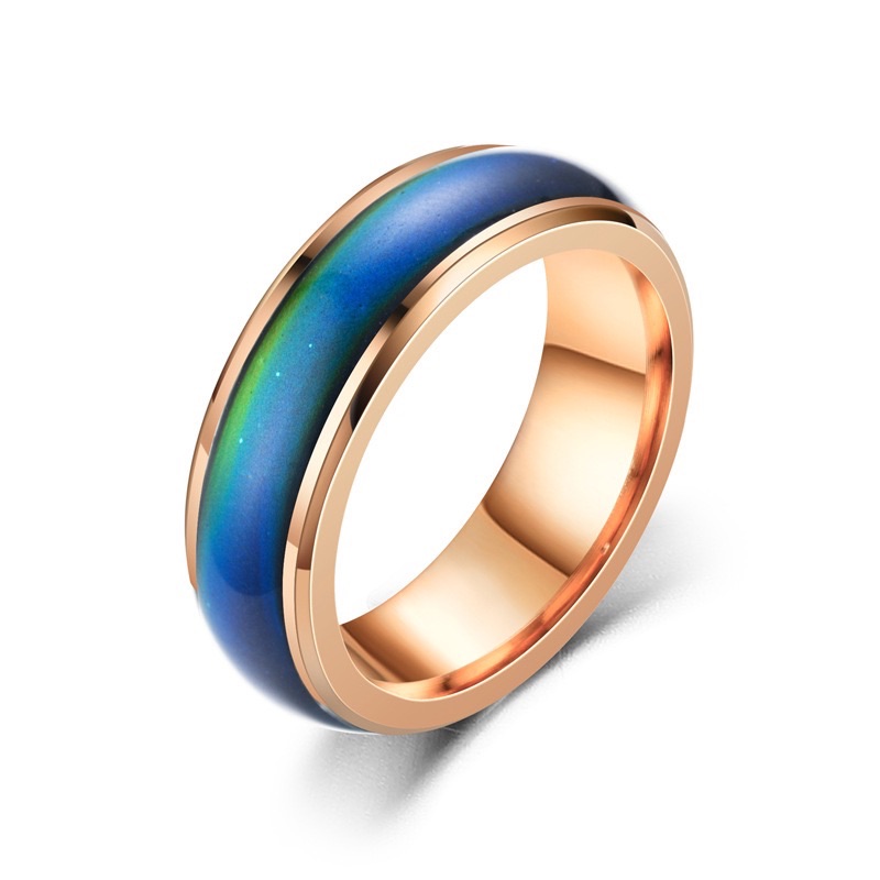 5 Colors Stainless Steel Changing Color Rings Mood Emotion Feeling Temperature Ring for Women Men Couples Ring Tone Jewelry Gift