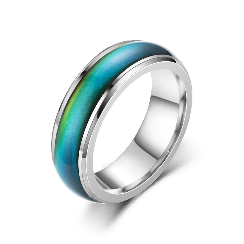 5 Colors Stainless Steel Changing Color Rings Mood Emotion Feeling Temperature Ring for Women Men Couples Ring Tone Jewelry Gift