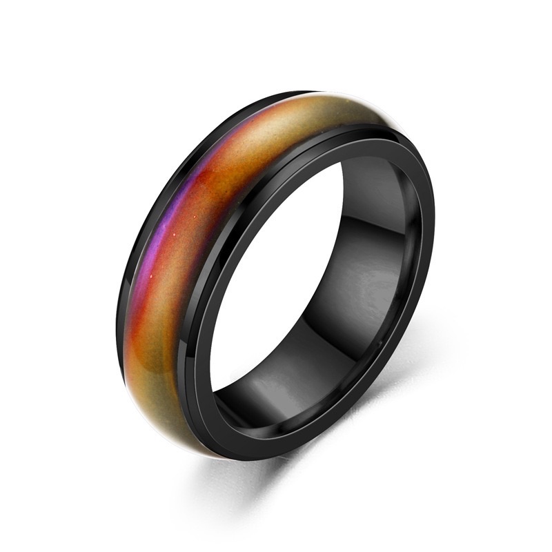 5 Colors Stainless Steel Changing Color Rings Mood Emotion Feeling Temperature Ring for Women Men Couples Ring Tone Jewelry Gift