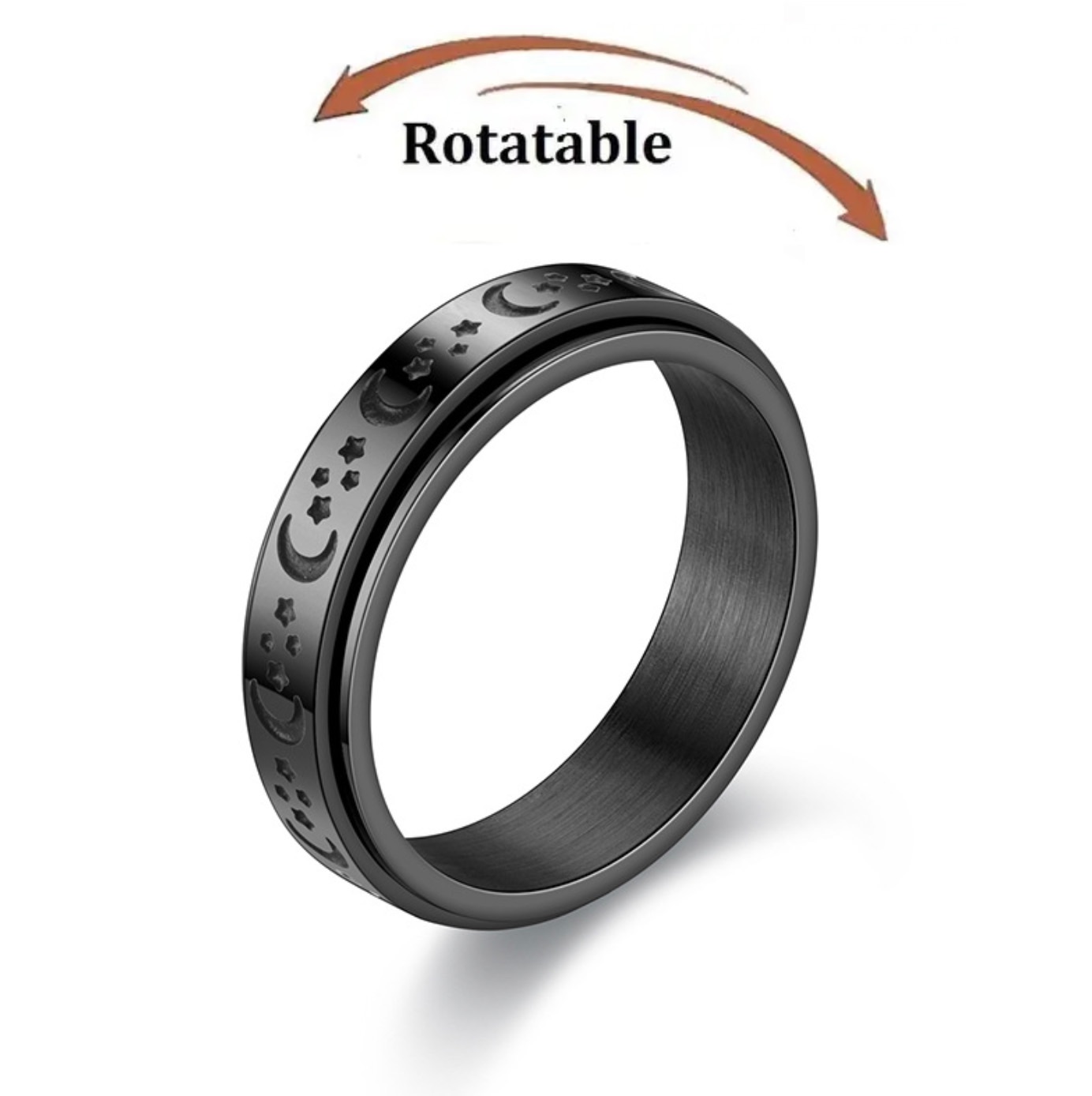Spinning Anxiety Ring for Women Men Star Moon Fidgets Rings 2025 Stainless Steel Anti Stress Ring Rotate Gift bagues pour femme