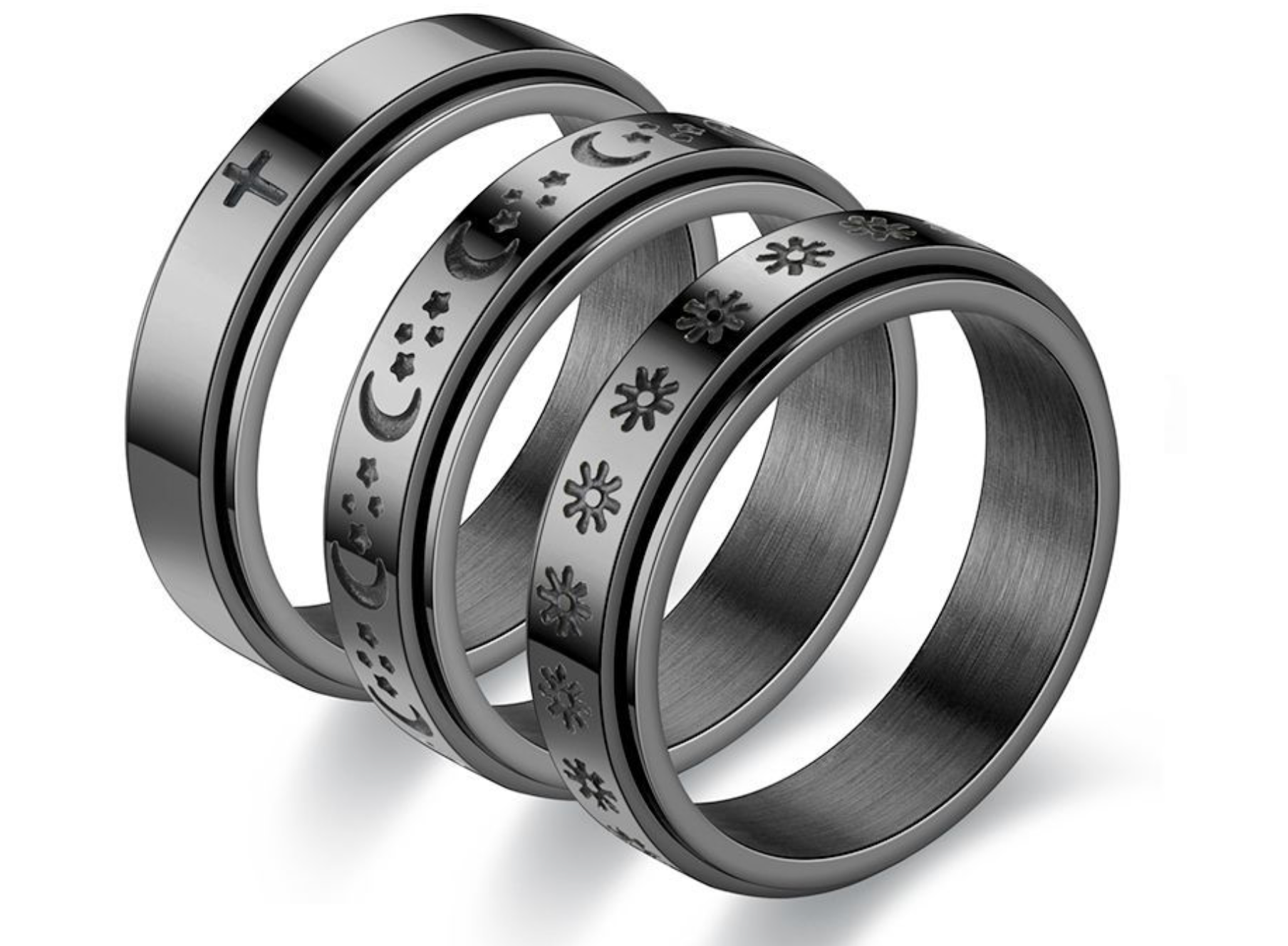 Spinning Anxiety Ring for Women Men Star Moon Fidgets Rings 2025 Stainless Steel Anti Stress Ring Rotate Gift bagues pour femme