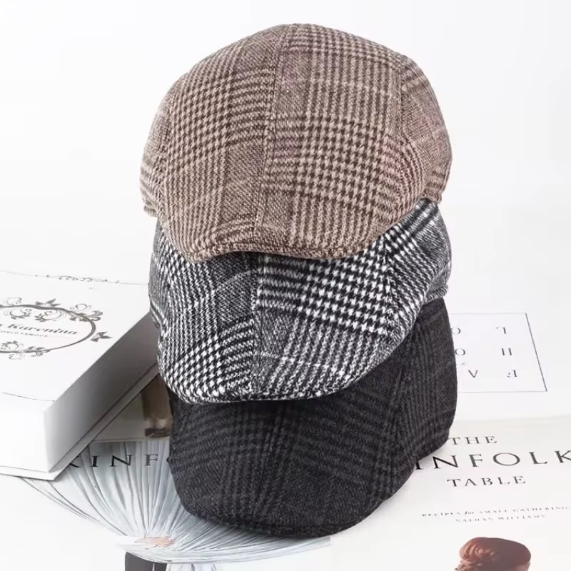 Fashion New Men's Casual Newsboy Hat Spring and Autumn Retro Beret Hat Wild Casual Hats Unisex Wild Octagonal Cap Winter Hat