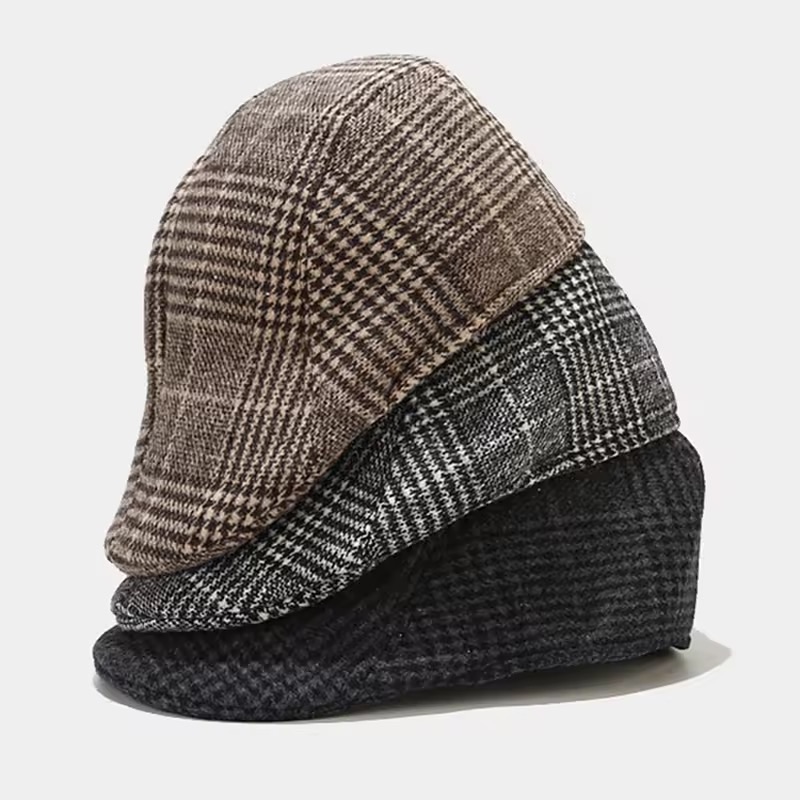 Fashion New Men's Casual Newsboy Hat Spring and Autumn Retro Beret Hat Wild Casual Hats Unisex Wild Octagonal Cap Winter Hat